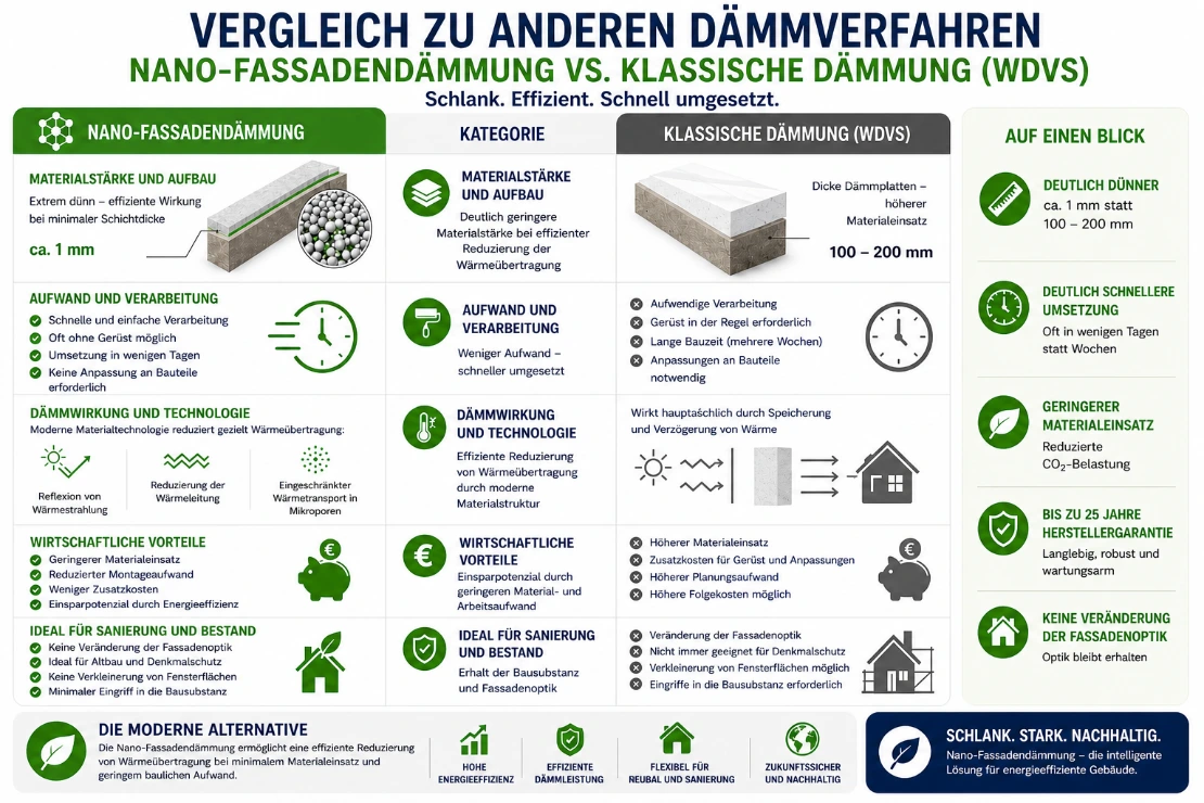 Fassadendämmung Vergleich | Nanofassadendämmung vs WDVS